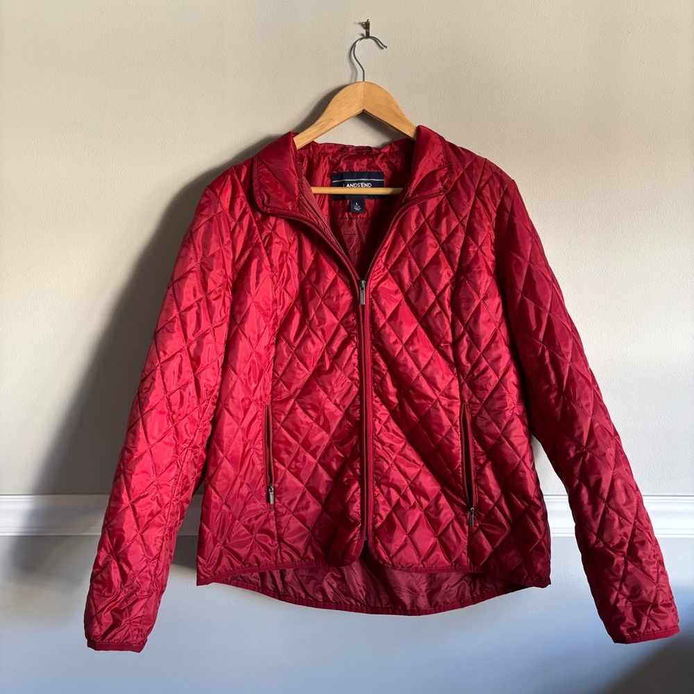 Lands' End Red Quilted Jacket - image 2